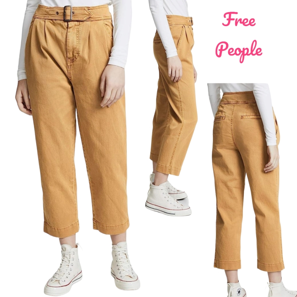 Free People Belt-Waist Casual Cropped Pants